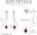 wholesale  925 Sterling Silver Ruby & 5A Cubic Zirconia July Birthstone Earrings for Women-0-4