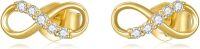wholesale 14k Gold Infinity Stud Earrings with Moissanite for Women-Yellow Gold