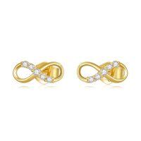 wholesale 14k Yellow Gold Infinity Moissanite Stud Earrings For Women-Yellow Gold