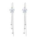 wholesale 925 Sterling Silver CZ Threader Earrings w/Flower & Butterfly Charm Drops-0-0