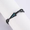 wholesale 925 Sterling Silver Black Chain Bracelet With Blue Inlay Arrowhead Design-0-1