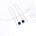 wholesale Sterling Silver Nature Stone Ball Threader Drop Earrings-0-2