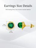 wholesale 925 Sterling Silver Plated Gold  Green Gemstone Ball Stud Earrings Women s Birthday Gift-0-3