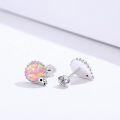 wholesale 925 Sterling Silver Pink Opal Hedgehog Stud Earrings for Women Girls Gifts 3mm Small Minimalist Jewelry Hypoallergenic Safe Nickel Free-0-1