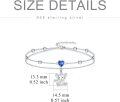 wholesale 925 Sterling Silver Blue Sapphire Heart Chain Anklet for Women-0-5