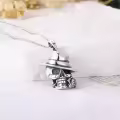 wholesale 925 Sterling Silver Metal Stone Gothic Skull Hat Rose Pendant Necklace Wholesale Halloween-0-3