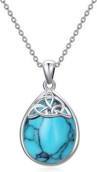 wholesale Sterling Silver Celtic Knot Pendant Necklace for Women-Turquoise