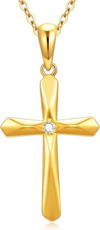 wholesale 14K Gold Natural Diamond Cross Pendant Necklace for Women Gifts for Mom or Wife-Style1：Classic Design Cross