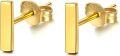 wholesale 18k Yellow Gold Bar Stud Earrings Minimalist Fine  for Women-0-0