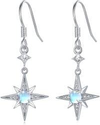 wholesale 925 Sterling Silver Star Moonstone Drop Dangle Earrings for Women -Star Moonstone Ear Hooks