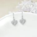 wholesale Sterling Silver Crystal Claddagh Celtic Knot Heart Dangle Earrings-0-1