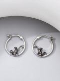 wholesale 925 Sterling Silver Black Cat Moon Star Hoop Earrings for Women Girls Gifts-0-1