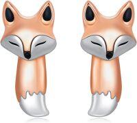 wholesale 925 Sterling Silver Rose Gold Plated Pink Abalone Shell Fox Dangle Earrings-Rose Gold A