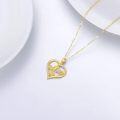 wholesale 14K Gold Blue Topaz Double Heart Mom Pendant Necklace for Women-0-4