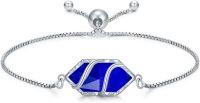 wholesale  Sterling Silver Hexagon Gemstone Bracelet for Women Fine Jewelry Gift -Sapphire