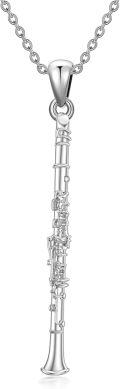 wholesale 925 Sterling Silver Musical Instrument Clarinet Pendant Necklace s for Women-0-0