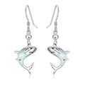wholesale 925 Sterling Silver White Opal Shark Drop Earrings for Women - Adorable Oceanic Gift Idea-0-0