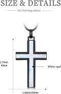 wholesale 925 Sterling Silver Opal Inlay Black Plated Cross Pendant Necklace for Men & Women-0-5