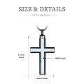 wholesale 925 Sterling Silver Black Gold Plated Cross Pendant Necklace With White Opal Inlay-0-5