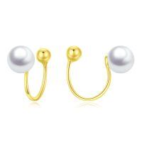 wholesale 925 Sterling Silver Pearl Stud Earrings Wholesale Gold Plated-G-Pearl earrings