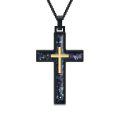 wholesale 925 Sterling Silver Mens Black Cross Necklace w/ Abalone Shell & Gold Accents-0-0