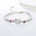 wholesale 925 Sterling Silver Forever My Daughter Heart Bangle With Pink Stones-0-1