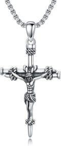 wholesale 925 Sterling Silver &  Celtic Crucifix Nail Fish Hook Cross Pendant Necklace for Men Women-0-0