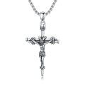 wholesale 925 Sterling Silver &  Celtic Crucifix Nail Fish Hook Cross Pendant Necklace for Men Women-0-0