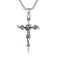 wholesale 925 Sterling Silver &  Celtic Crucifix Nail Fish Hook Cross Pendant Necklace for Men Women-V Crucifix Cross Necklace