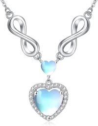 wholesale 925 Sterling Silver 12 Birthstones Infinity Heart Necklace for Women-6-June-Moonstone