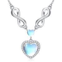 wholesale 925 Sterling Silver 12 Birthstones Infinity Heart Necklace for Women-6-June-Moonstone