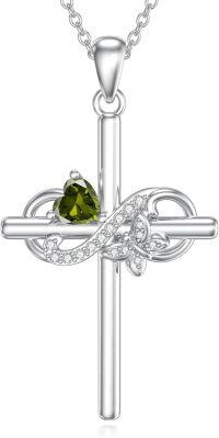 wholesale 925 Sterling Silver Birthstone Infinity Butterfly Cross Necklace for Women Gift for Mom Daughter Wife-08-August