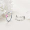 wholesale 925 Sterling Silver Metal Stone Hollow Out Huggie Hoop Earrings with Pink Cat's Eye and Twisted Chain Design - Hypoallergenic Jewelry for Women-0-3