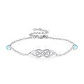 wholesale 925 Sterling Silver Blue Opal Evil Eye Infinity Adjustable Bracelet for Women-0-0