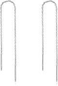 wholesale 925 Sterling Silver Threader Chain Dangle Earrings with Long Bar Pendant for Women-0-0
