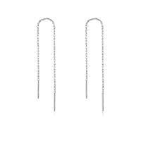 wholesale 925 Sterling Silver Threader Chain Dangle Earrings with Long Bar Pendant for Women-White 4 Inches