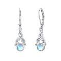 wholesale 925 Sterling Silver Blue Moonstone Drop Earrings White Gold Plated Vintage Swirl For Women-0-0