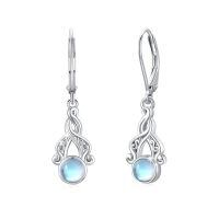 wholesale 925 Sterling Silver Moonstone Drop Earrings-Celtic Knot Earrings - Moonstone #2