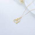wholesale 14K Gold Mother and Child Heart Pendant Necklace with Cubic Zirconia - Gift for Mom/Wife/Grandma (18)-0-4