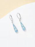 wholesale Larimar Earrings For Women 925 Sterling Silver Dangle Leverback Earring Jewelry Birthday Christmas Gifts For Women Her -0-2