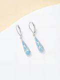 TOUPOP 925 Sterling Silver Larimar Dangle Leverback Earrings-0-2