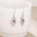 wholesale 925 Sterling Silver Celtic Knot Purple Crystal Drop Earrings-0-1