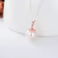 wholesale 18K Rose Gold Freshwater Pearl Pendant Necklaces Wholesale for Women - 9mm White Round Stone Chain Set-0-2