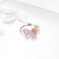 wholesale 925 Sterling Silver Pink Flower Open Adjustable Ring for Women-0-3