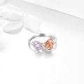 wholesale 925 Sterling Silver Pink Flower Open Adjustable Ring for Women-0-3