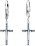 wholesale Turquoise Cross Earrings For Women Sterling Silver Turquoise Dangle Earrings Cross Jewelry Christmas Gifts For Women Mom Her -0-0