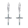 TOUPOP Sterling Silver Turquoise Cross Dangle Earrings for Women-0-0