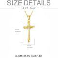wholesale Gold Yellow Gold 14K Diamond Scroll Cross Pendant Necklace for Women - 28cm Chain Length-0-4