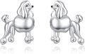 wholesale 925 Sterling Silver Poodle Shaped Stud Earrings for Women - Dog Lover Gift Ideas-0-0