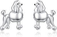 wholesale 925 Sterling Silver Poodle Shaped Stud Earrings for Women - Dog Lover Gift Ideas-Poodle
